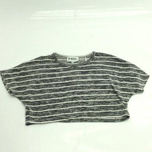 Sabo Skirt Cropped Grey Striped Knit Top Shirt Crop